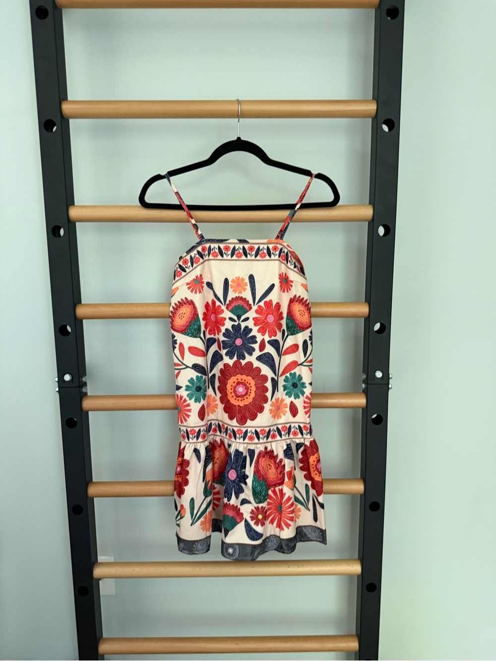 Floral Print Spaghetti Strap Sundress - Cream Background